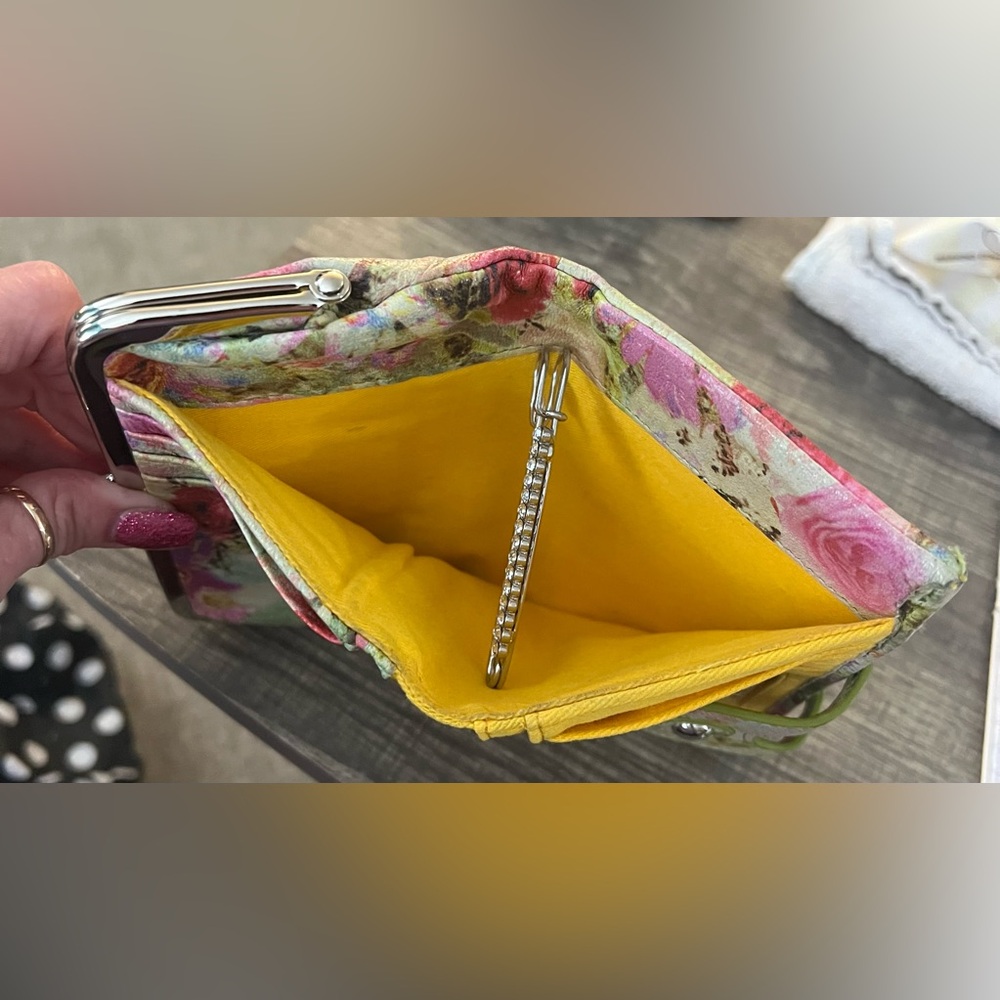 HOBO Pink Floral Kiss-Lock Wallet with Green Accents - Picture 4 of 8